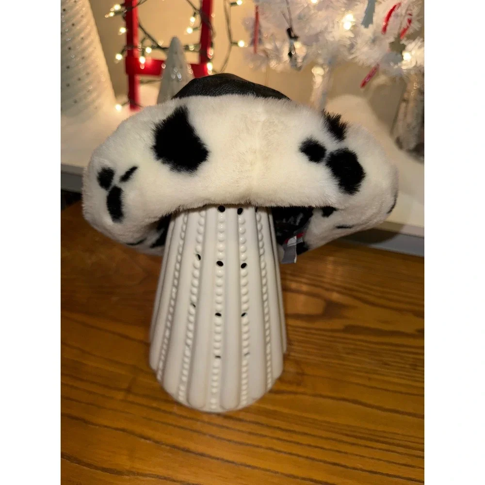 Wilsons Leather Kids Dalmatian Print Faux Fur Bucket Hat Size M